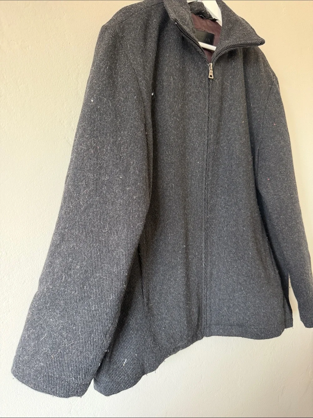 Alfani Charcoal Gray Wool-Blend Zip Coat